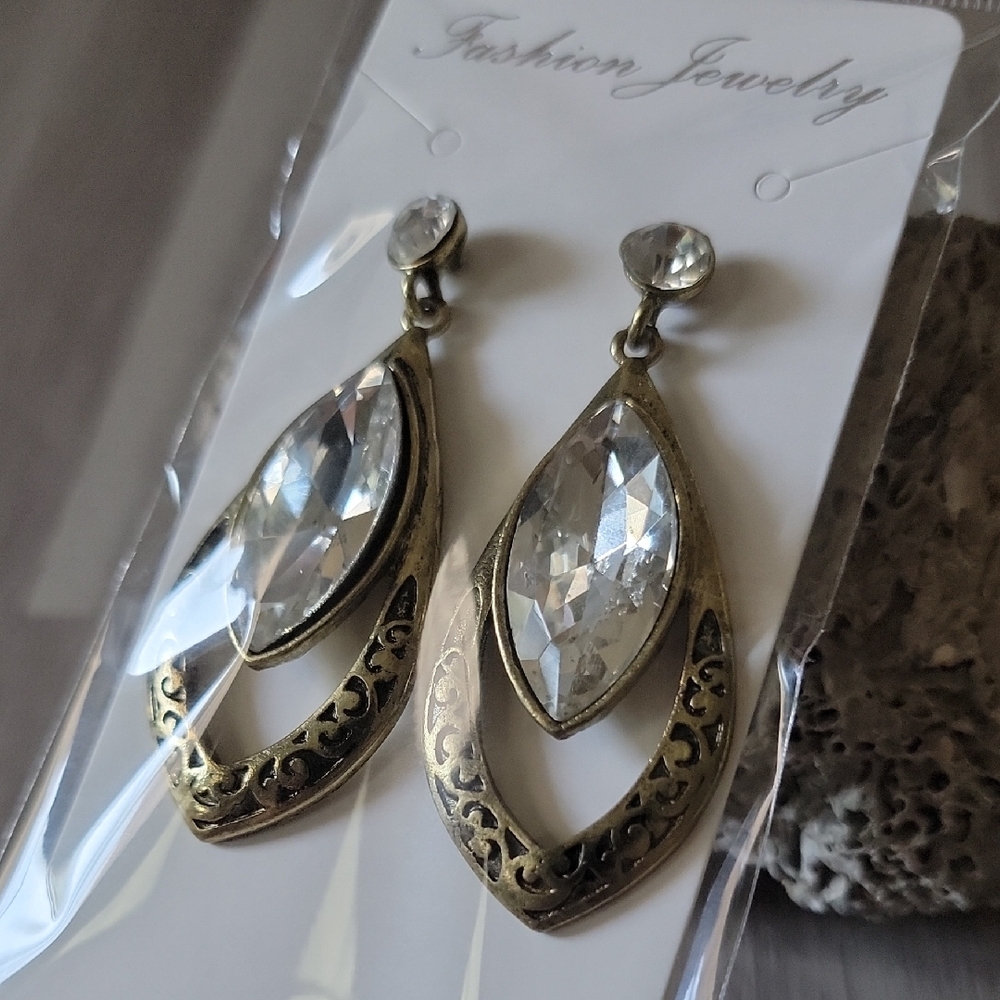 Elegant Gold and Silver Teardrop Earrings